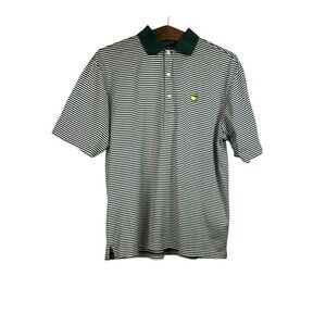 The Masters Amen Corner Vintage Golf Polo Shirt Mens Green Striped Size M